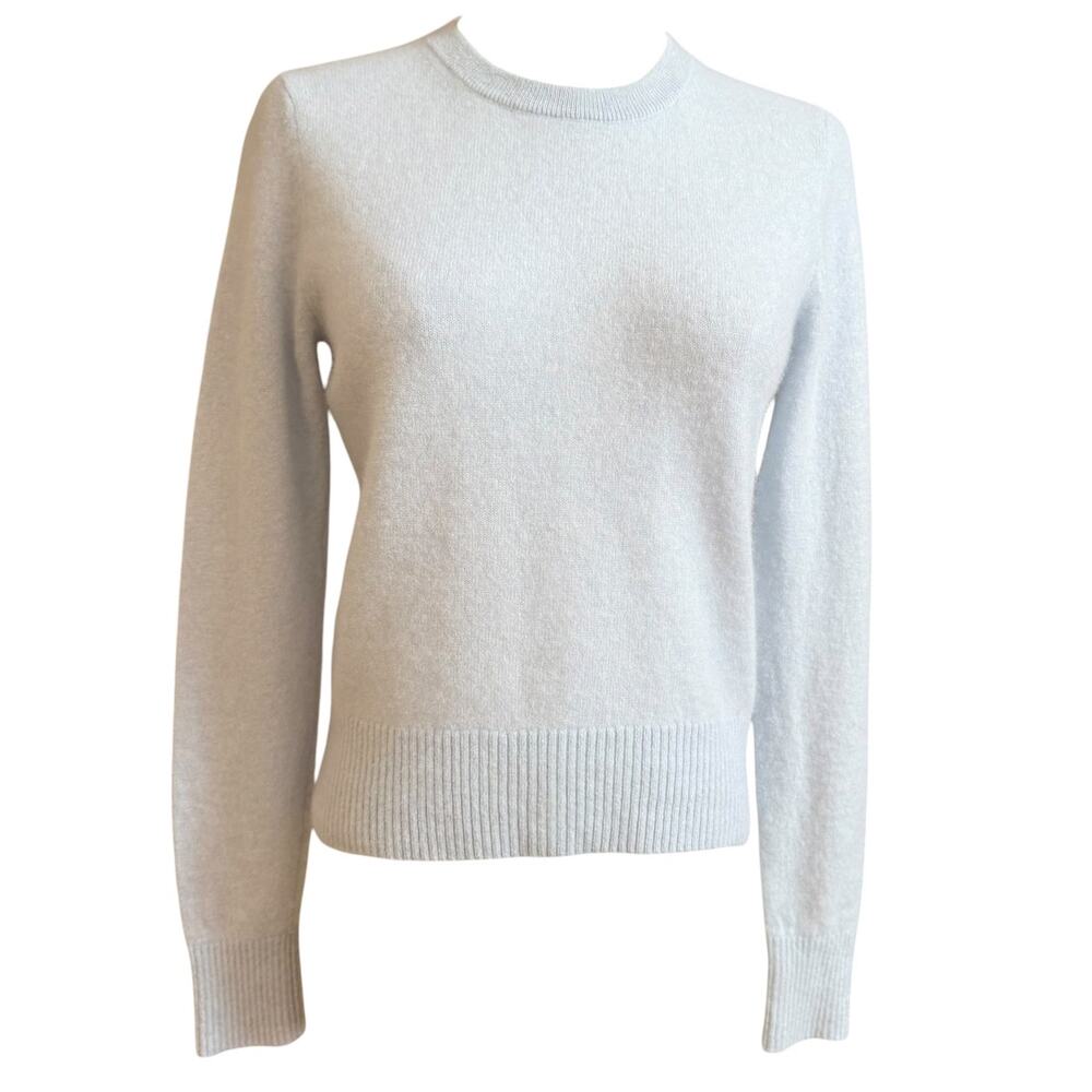 White + Warren Women's M 100% Cashmere Crewneck Sweater Light Blue Quiet Luxury - Picture 6 of 8